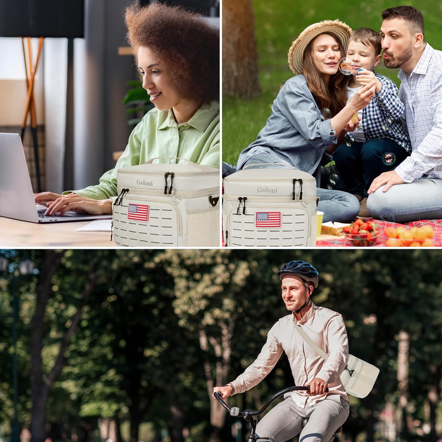 Portable Insulated Cooler Bag, Leakproof Soft-Sided Lunch Bag,8mm Insulation Keeps Cool 16+ for Camping, Beach, Picnics - Image 6