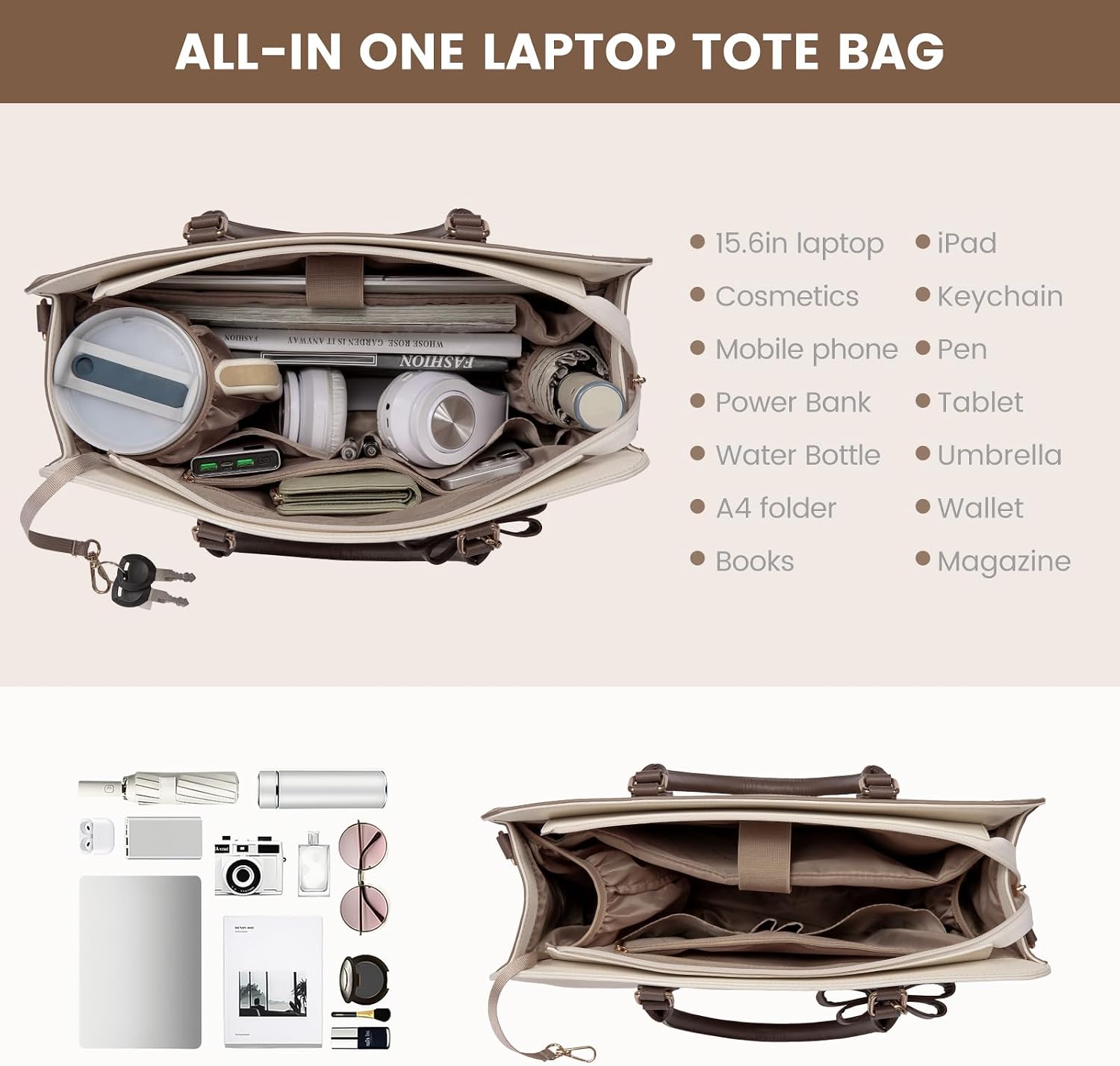 LOVEVOOK Laptop Tote Bag for Women,Leather Work Bag, Waterproof Business Teacher Bag,Large Computer Handbag Purse Briefcase,Office Gifts for Women