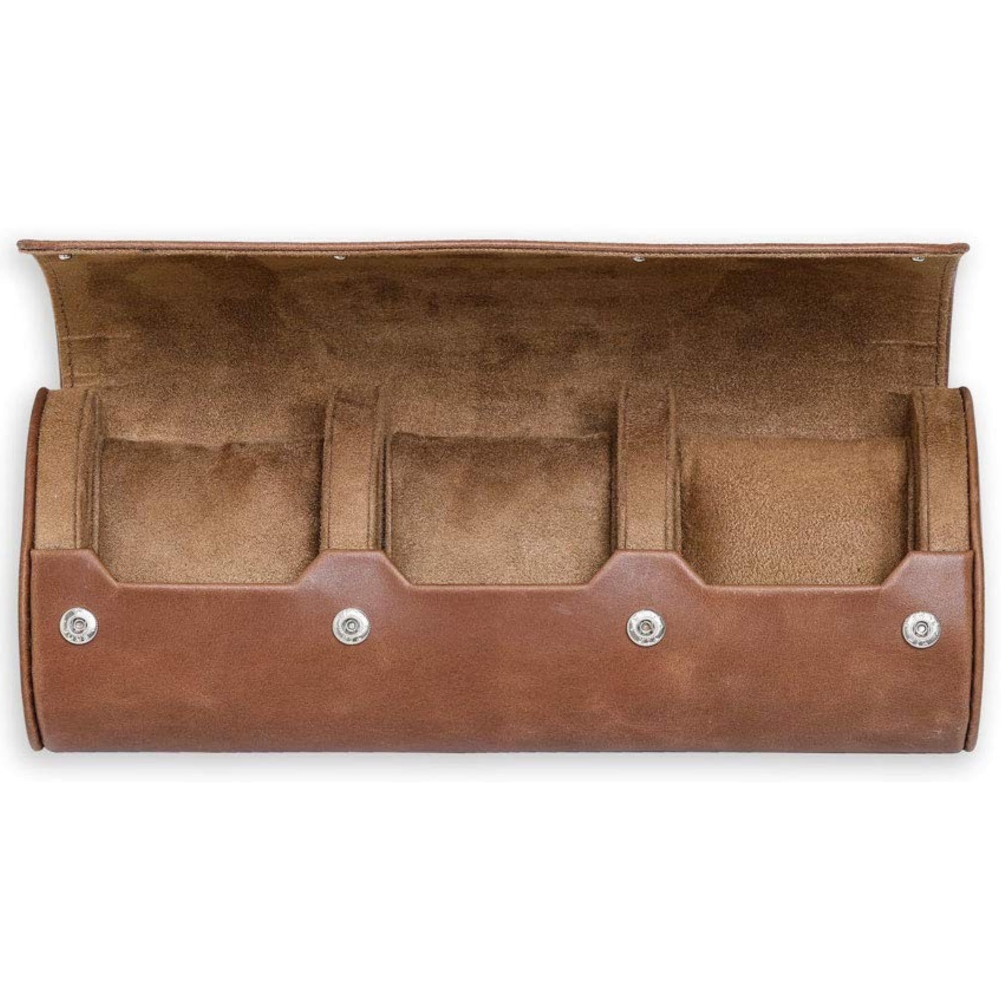 ROTHWELL Watch Roll Travel Case for 3 Watches | 100% Genuine Leather Durable Portable Protection Fits All Watches and Smart Watches Up to 50mm