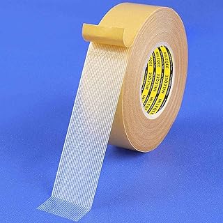 MILEQEE 1Roll Double Sided Tape, 1inx33FT (10m), 2 Sided Tape Heavy Duty, Fiberglass Duct Tape, Strong Tough Adhesive for Carpet Area Rug Wall Woodworking, Clear Sticky Glue No Residue Easy Tear