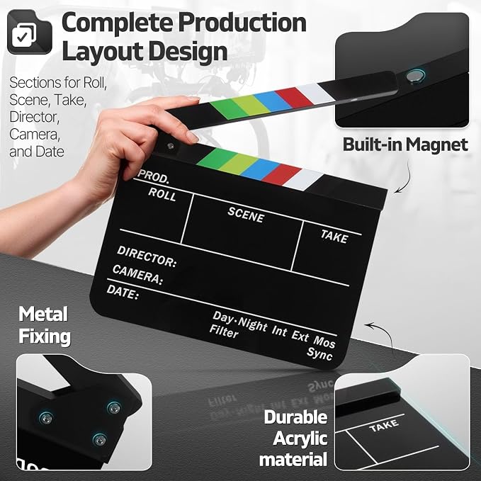 Claqueta de director Flexzion 10x12 con película acrílica y palos magnéticos miniatura 5