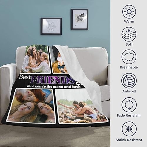 Miniatura 4 de Manta personalizada para regalar a amigos, mantas personalizadas con fotos, haz una manta de cama personalizada con mis amigos, manta de recuerdo