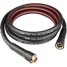 Hybrid Lead In Garden Hose 5/8 IN. x 6 FT, Heavy Duty, Lightweight, Flexible with Rotatable Grip Handle and Solid Brass Fittings, Gray+Red