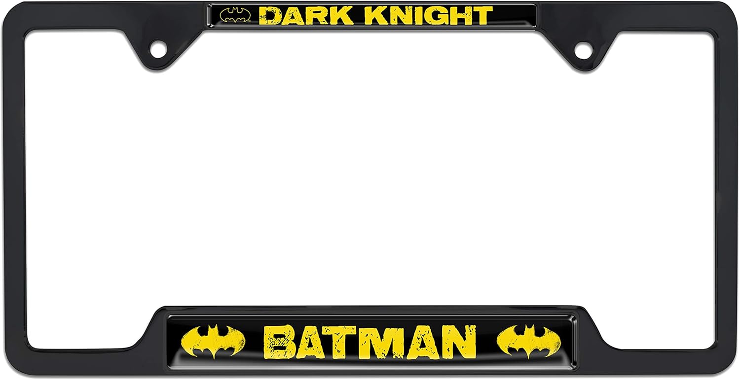 Elektroplate Officially Licensed - DC Comics Batman Dark Knight Black All-Metal Standard Size Superhero License Plate Frame Tag Holder for Cars/SUVs/Trucks Weather-Proof Automotive Accessory