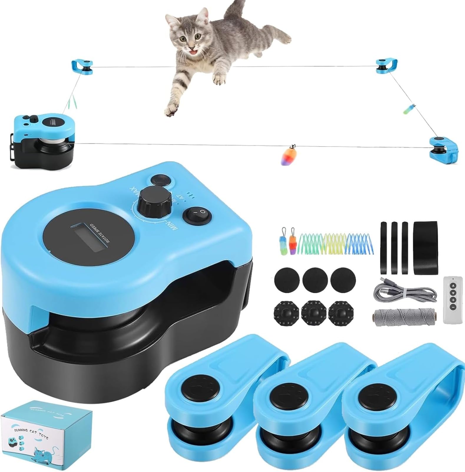 Giocattolo Elettrico Ricaricabile Per Gatti Set Di Giochi Interattivi Intelligenti,Giocattolo Per Gatti, Automatico/Telecomandato Velocità Regolabile Con batterie ricaricabili da 2000 mAh
