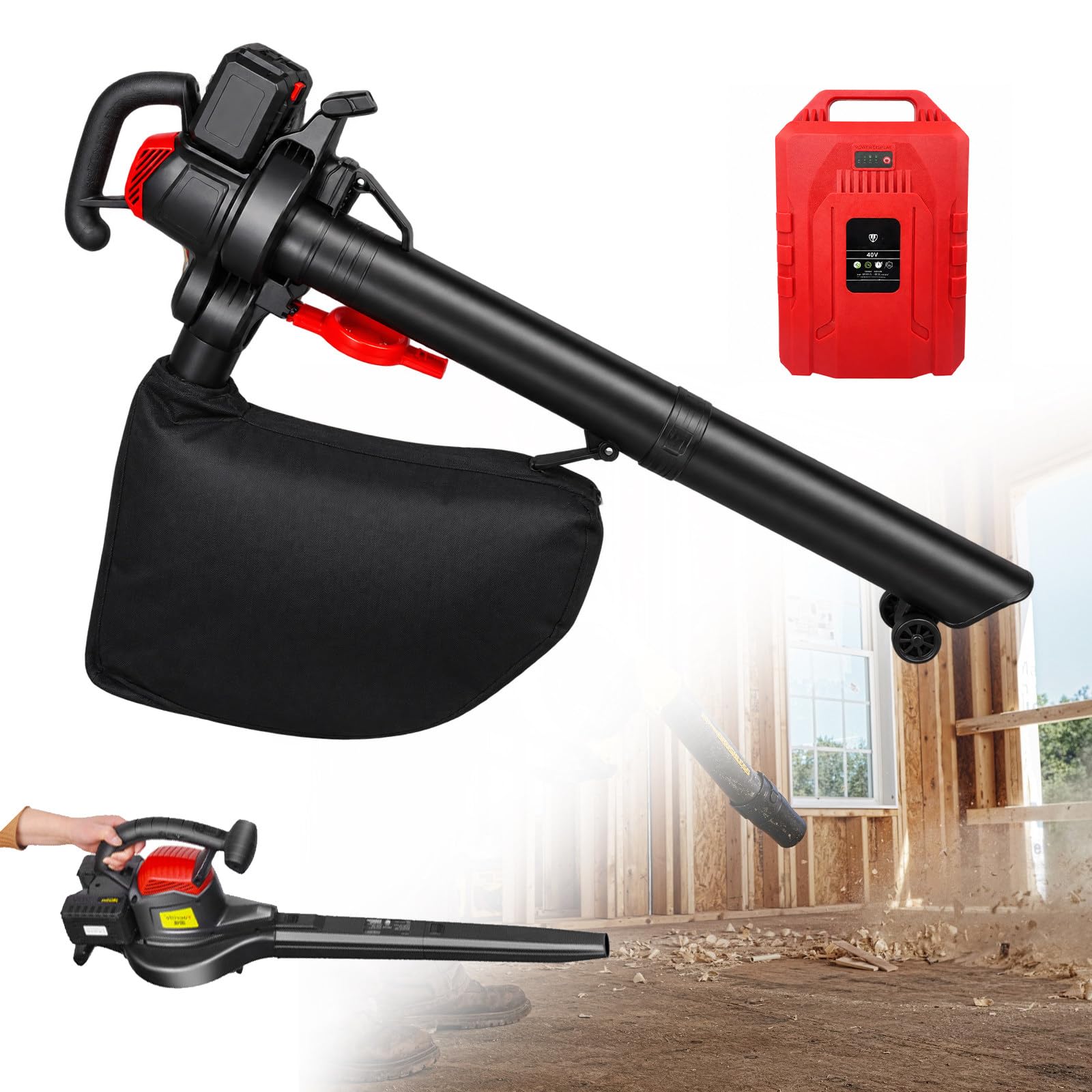 40V Aspirateur Souffleur sans Fil Batterie pour Jardin 20000mAh