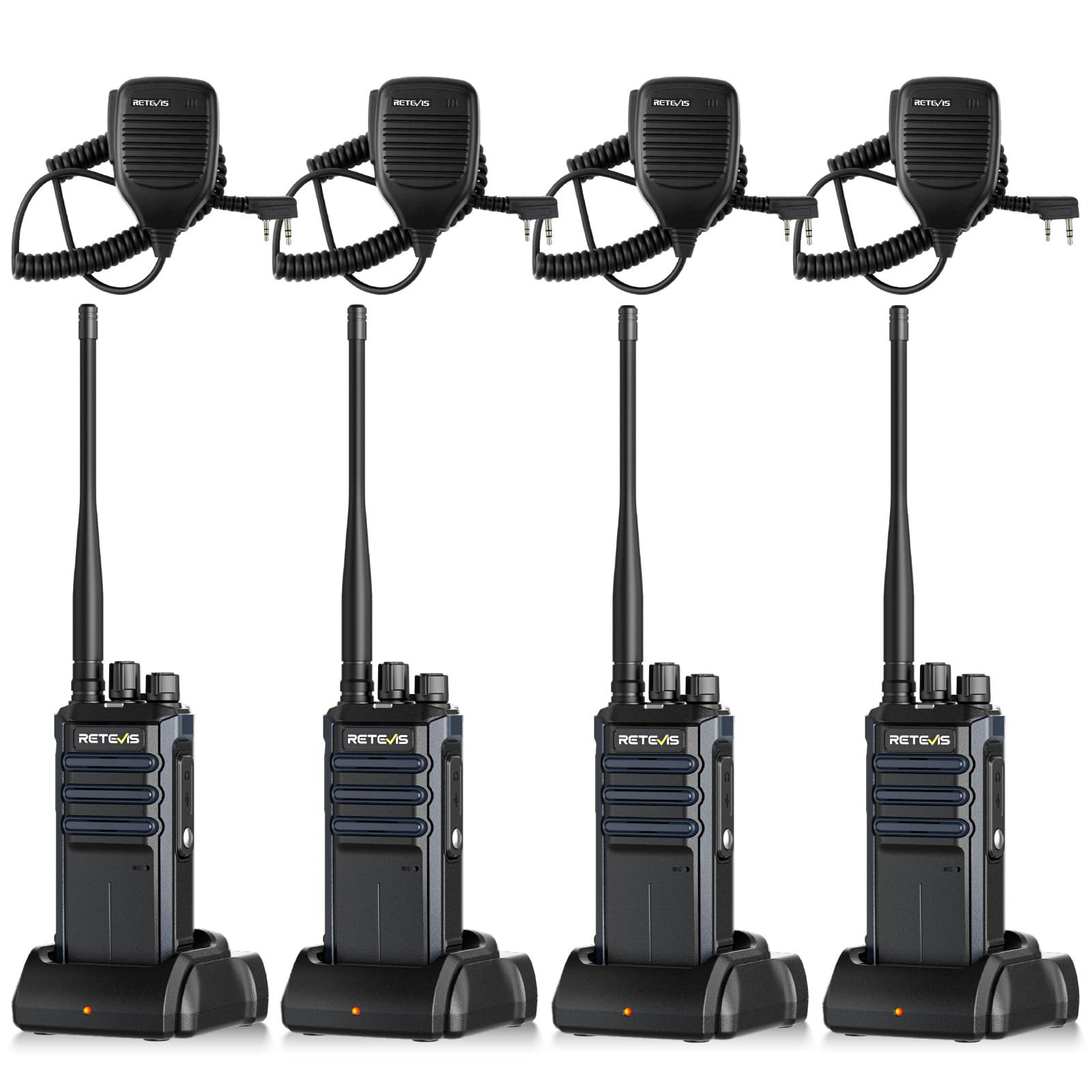 Retevis RT86A Radios Bidirectionnelles Longue Portée, Talkie Walkie Professionnel, 2500mAh, Talkie Walkie Rechargeable pour Chantiers et Transport (4Pcs)