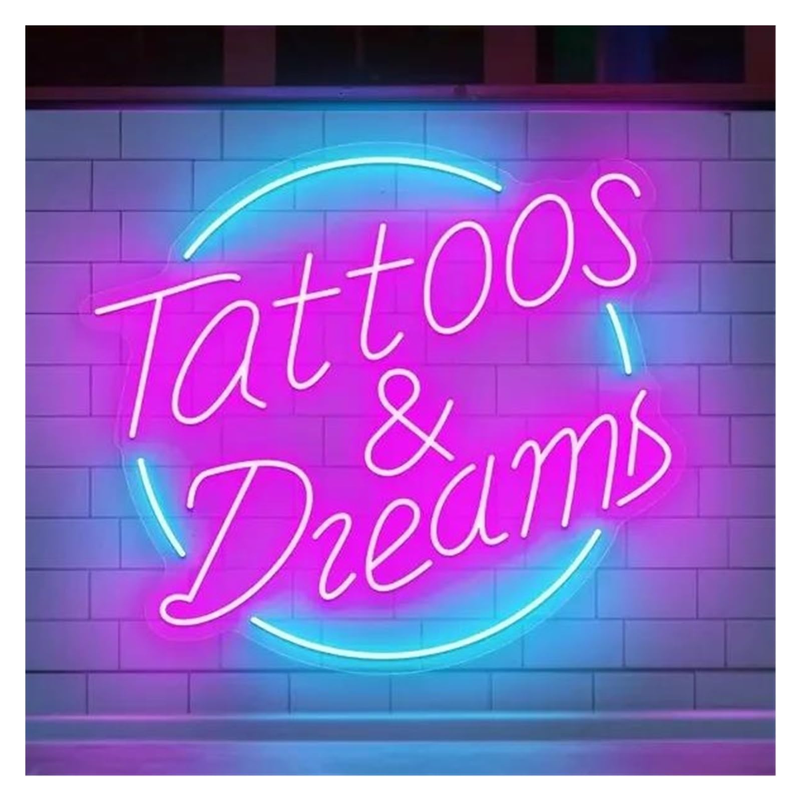 RONGCH Hanging Art Neon Signs Tattoos and Dreams Neon Sign Tattoo Studio LED Light Shop Storefront Wall Art Decor 45cm(A)