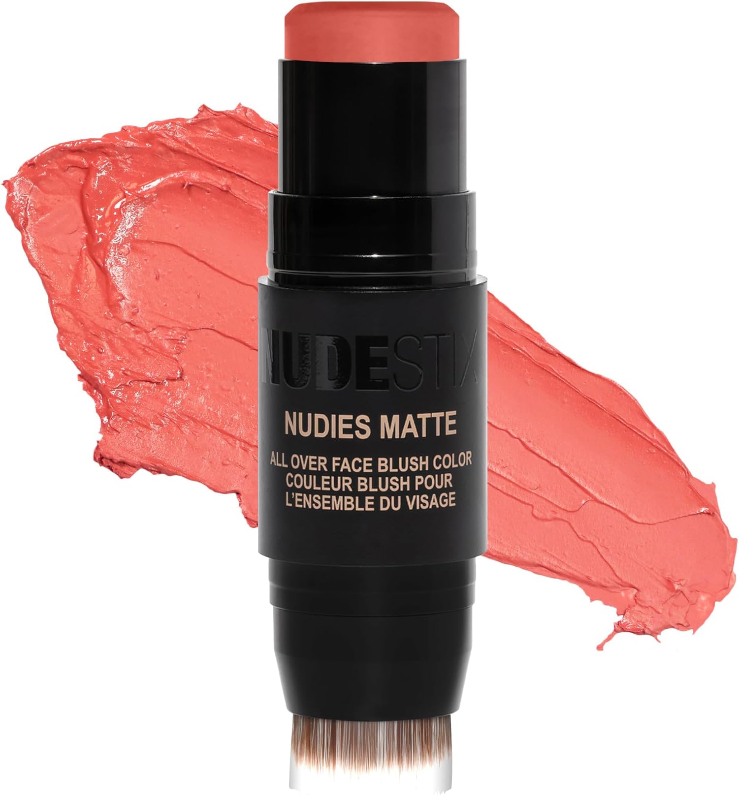 NUDESTIXNudies Matte Cream Blush 3-in-1 All Over Face Colour for Cheeks Eyes and Lips w/Blending Brush (Picante)