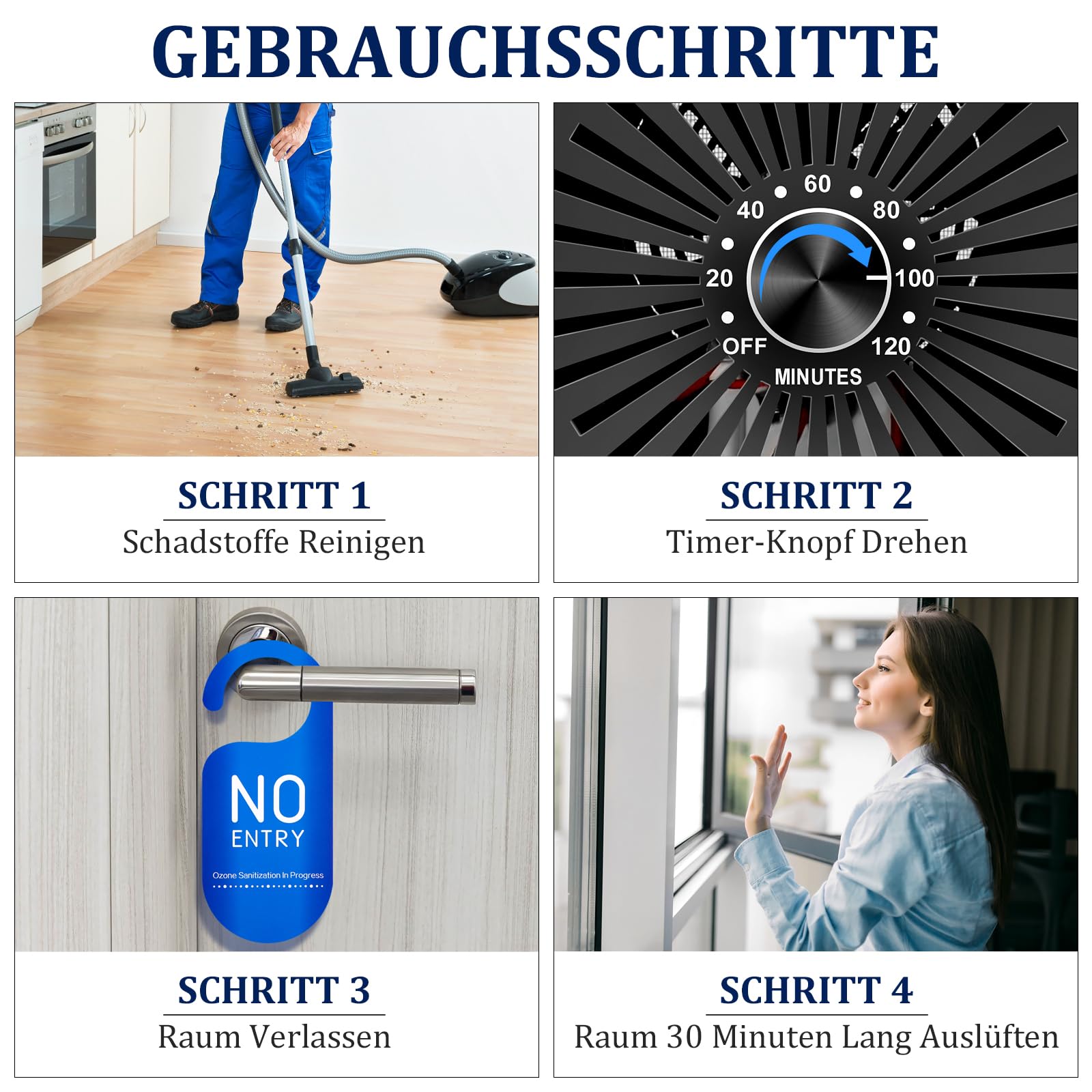 ICARE Ozongenerator 30000mg/h Ozongerät, Ozonisator Industrieller O3 Ozon Luftreiniger mit 120 Min Timer für 300㎡ Geruchskiller Geruchsneutralisierer für Auto, Rauch, Haustiergerüche, Küchengerüche