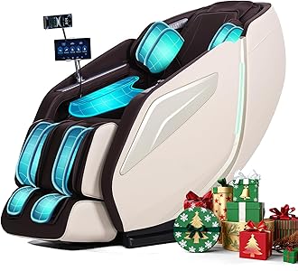 Full Body Zero Gravity Massage Chair with Body Scan 4D Intelligent Shiatsu Strecth Massage, Back/Leg Heated with AI Voice Control Bluetooth Speaker Airbags SL Track Massage Coffee