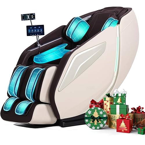Full Body Zero Gravity Massage Chair with Body Scan 4D Intelligent Shiatsu Strecth Massage, Back/Leg Heated with AI Voice Control Bluetooth Speaker Airbags SL Track Massage Coffee