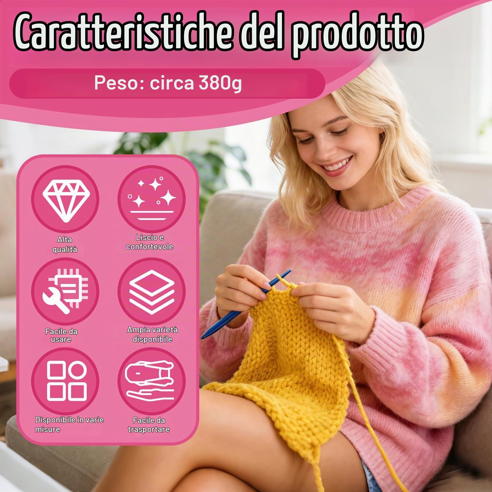 Uncinetto, Uncinetto Set con 12 Misure di Uncinetti in Ossido di Alluminio Cavo da 40 cm/60 cm/80 cm/100 cm Anelli di Marcatura e Vari Accessori per Principianti e Appassionati di Uncinetti