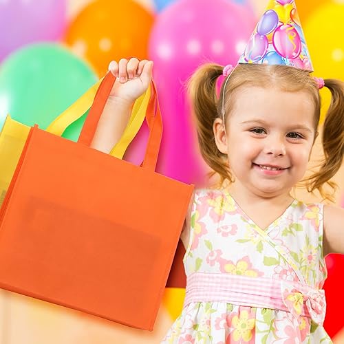 Miniatura 6 de Boao Paquete de 24 bolsas de mano no tejidas reutilizables para regalo, 12 colores, multicolor, bolsas de comestibles de 13 x 11 pulgadas, bolsa de