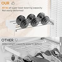 Vista 3 de Estante de Secado Montado en la Pared, Estante de Secado de Ropa para Lavandería Plegable, Perchero Plegable para Ropa con Montaje en Pared con 2