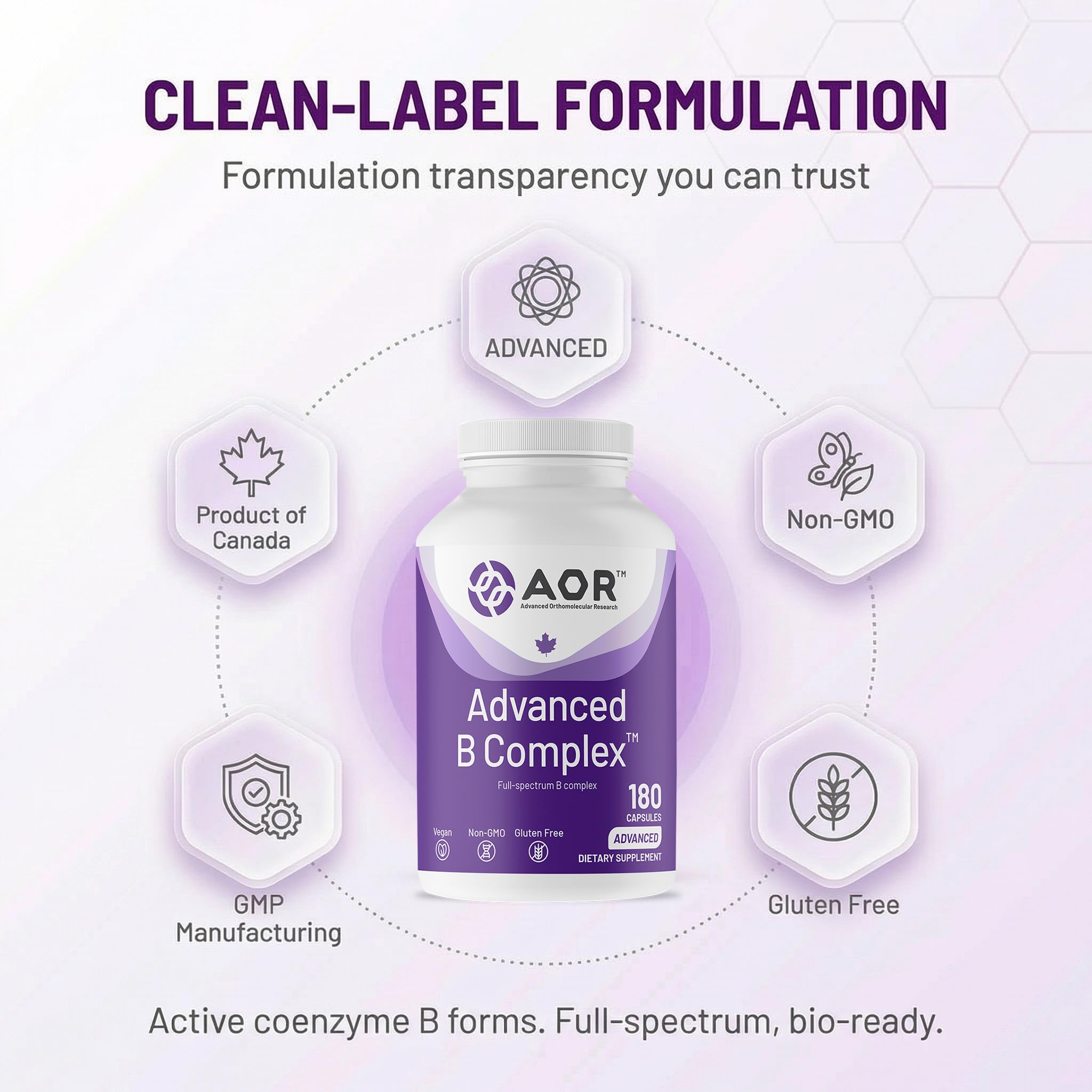 AOR Advanced B Complex, Vitamin B Complex, 180 Vegetarian Capsules — Amazon image 5