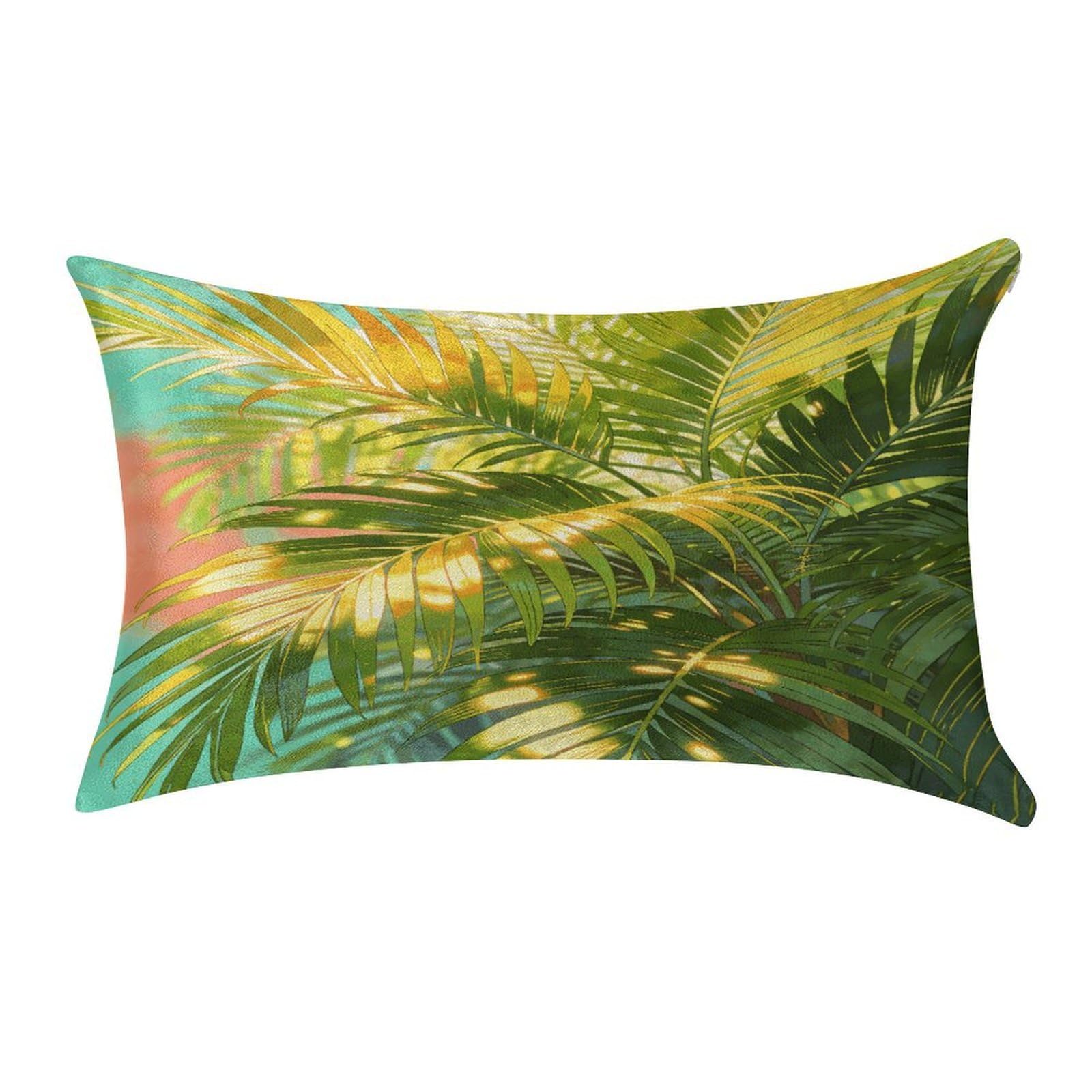 Fodpand Style Tropical Palm Leaves Pillowcase,Elegant Designed Home Decor,Velvet Pillowcase,Soft And Cozy,Pillow Case Cover With Hidden Zipper For Bedroom, Sofa, Couch