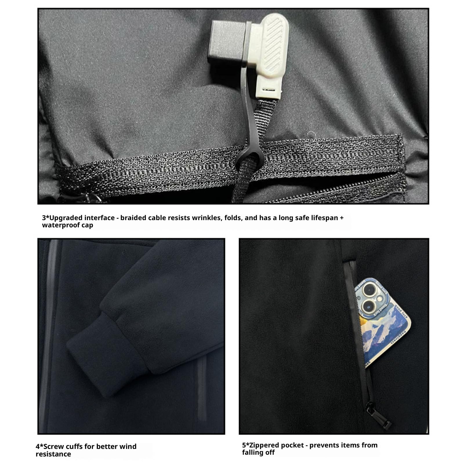 Vestes polaires chauffantes pour femmes et hommes, avec batterie, manteau chauffant à fermeture éclair, vestes rechargeables pour les activités de plein air
