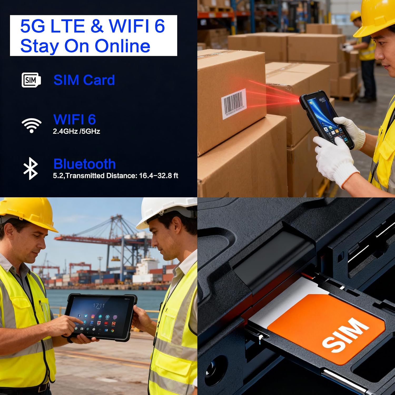 FARSET Ultra Rugged Tablet P10, 10.1 inch Android 13 Warehouse Tablet PC, 8GB+128GB, GPS 1D/2D/QR Inventory Scanner, WiFi 6 & 5G LTE Barcode Scanner, 10000mAh High Capacity Battery, IP67 Waterproof
