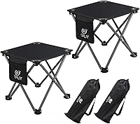 Opliy 2 Pack 13 Inch Portable Folding Camping Stools - Ultralight 1.5 lbs Heavy Duty 320 lbs with Side Pocket & Carry Bag for Hiking Fishing Beach