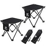 Opliy Camping Stool 2 Pack,13 Inch Portable Folding Stool for Outdoor Gardening and Beach Hiking Fishing,Foot Stool with Carry Bag (Black)