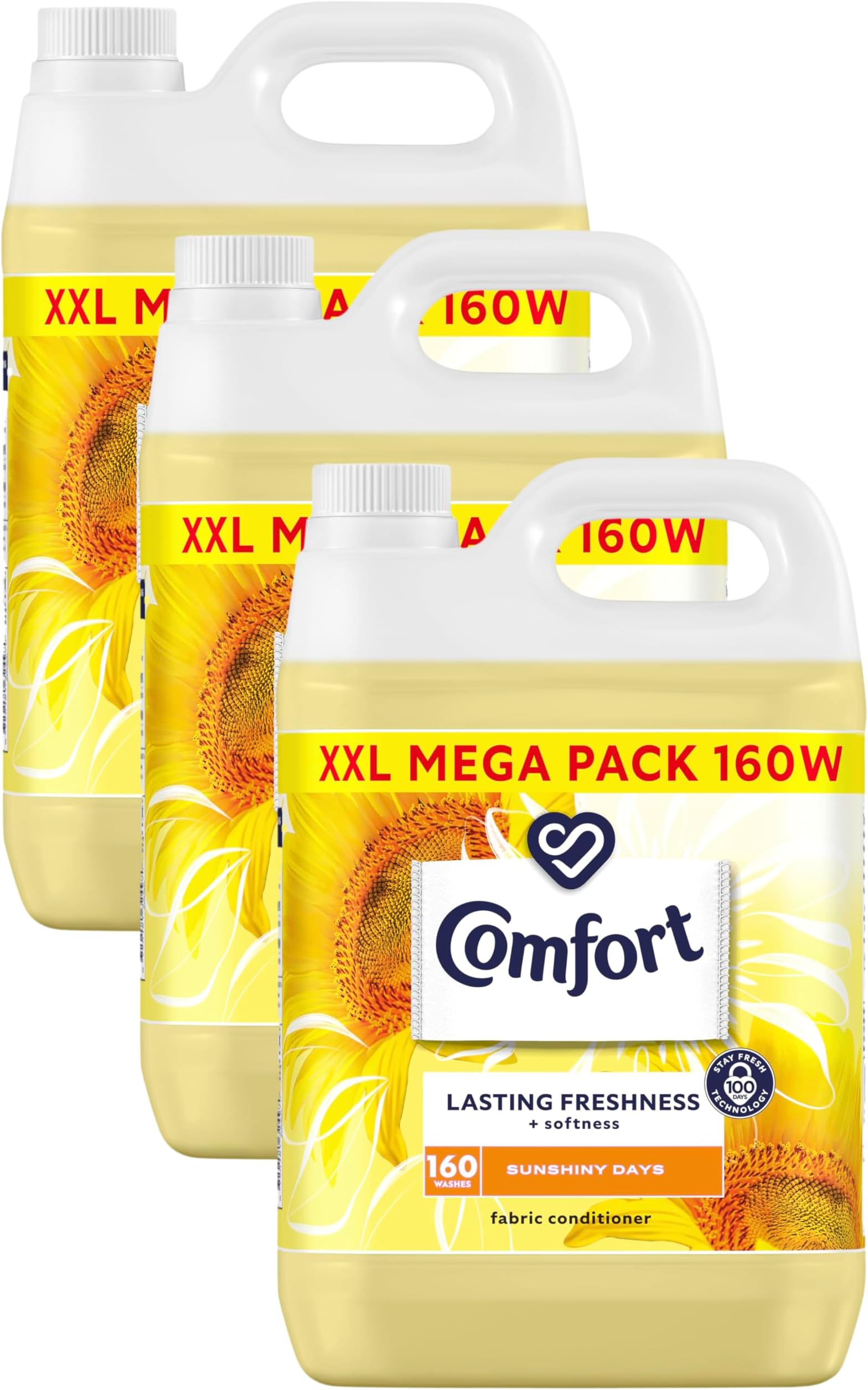 Sunshiny Days Fabric Conditioner with Stay Fresh technology for 100 days of freshness + fragrance* 4.8 L (160 washes) (Pack of 3)