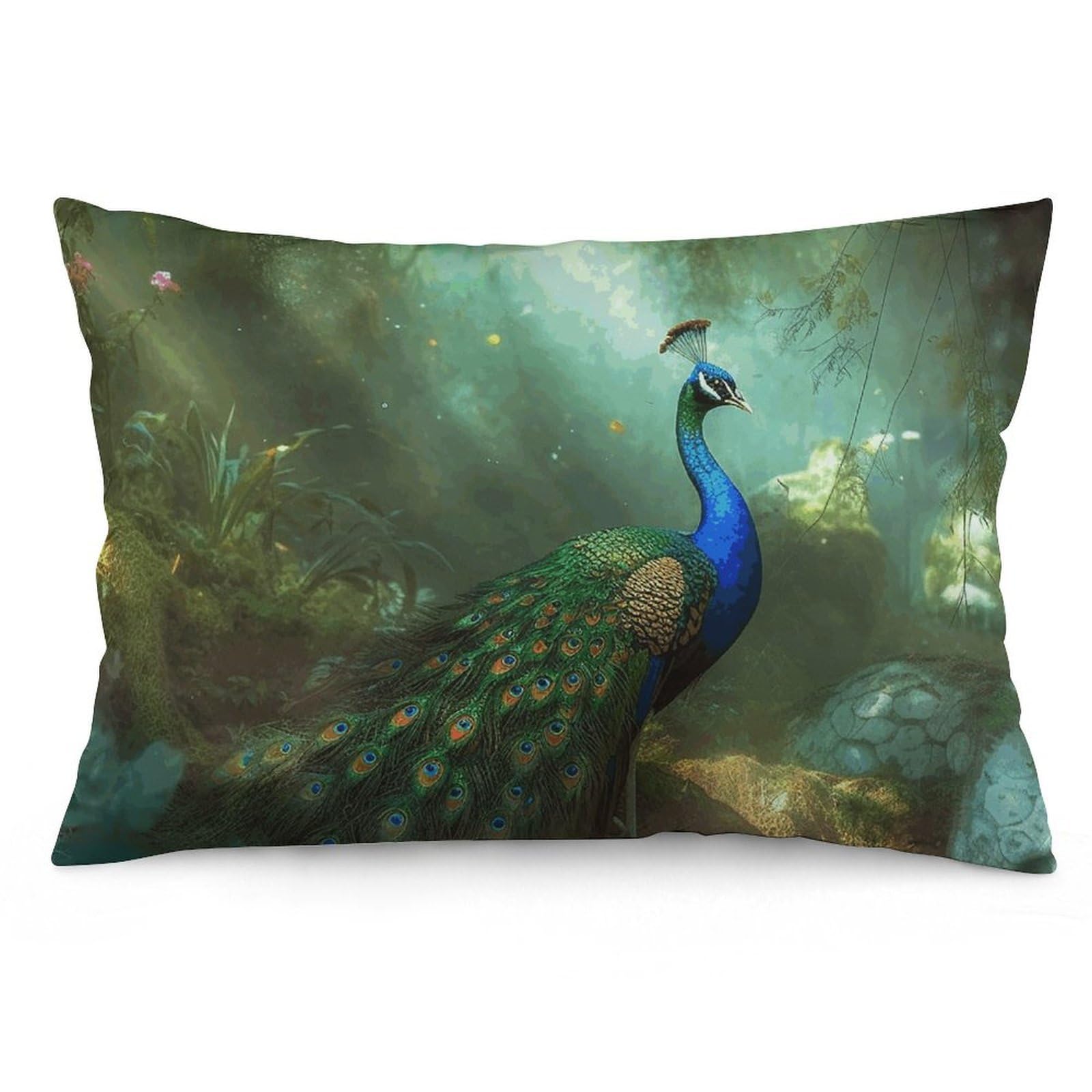 2 Pack Pillow Cases for Hair and Skin, Soft Breathable Pillow Case Covers with Hidden Zipper, Peacock Pillowcase 12 "x20 Pillow Covers for Sleeping Gift
