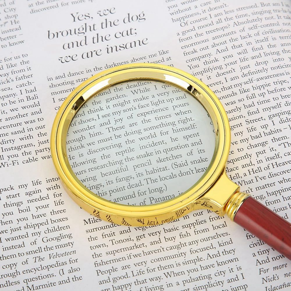 10X Magnifying Glass with Wooden Anti-Slip Grip Design Handle Detachable Portable Loupe for Reading Jewelry Inspection Stamp Collecting