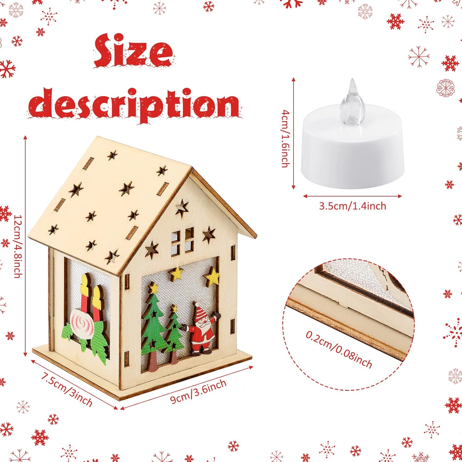 Christmas Craft Houses Kits 2 Unfinished Larger Houses Adults DIY Crafts for Adults Wooden Craft 3D Cutting Puzzle Toy Colorful LED for Christmas DIY Indoor Outdoor Decorations : Toys & Games