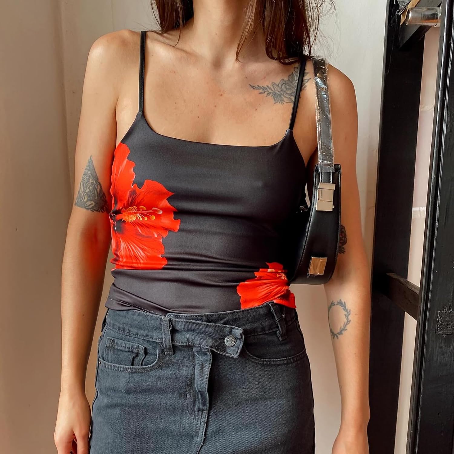 Y2k Floral Tank Top for Women Sexy Backless Going Out Crop Tops Sleeveless Spaghetti Strap Summer Slim Fit Camisole - Image 6