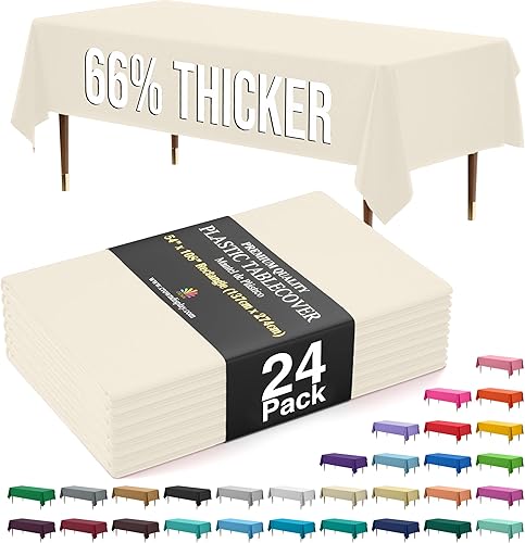 Miniatura 12 de Party Solids Mantel rectangular de plástico de alta calidad, 66% más grueso, 0.5 mil, paquete de 12 manteles color azul claro de 54 x 108 pulgadas,