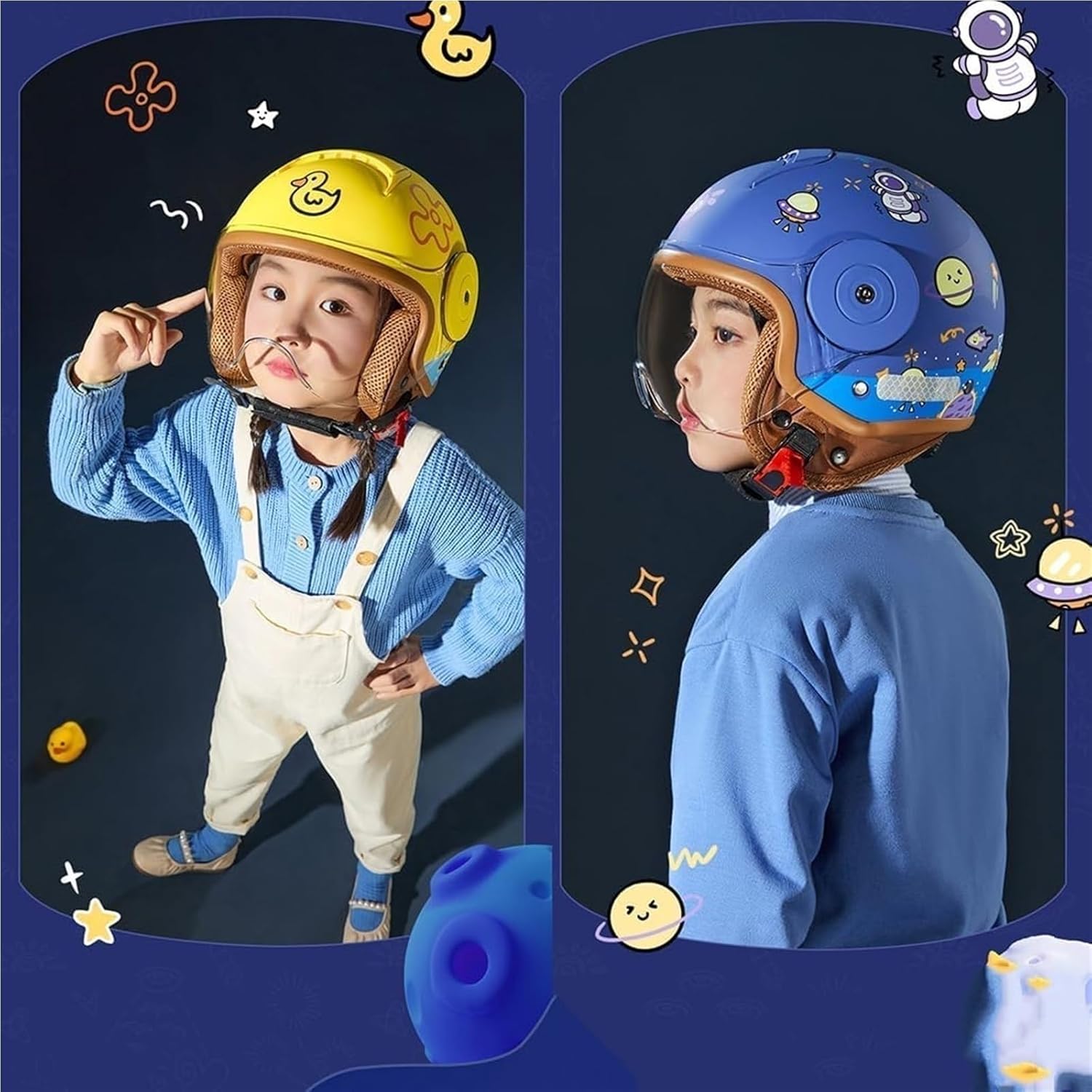 DOT Approved Kids Cute Helmets,Toddler Child 3/4 Motorcycle Retro Half Helmet,Boys Girls Youth Electric Scooter Moped Go-Kart Dirt-Bike Bicycle ATV Helmet for 2-14 Years Old