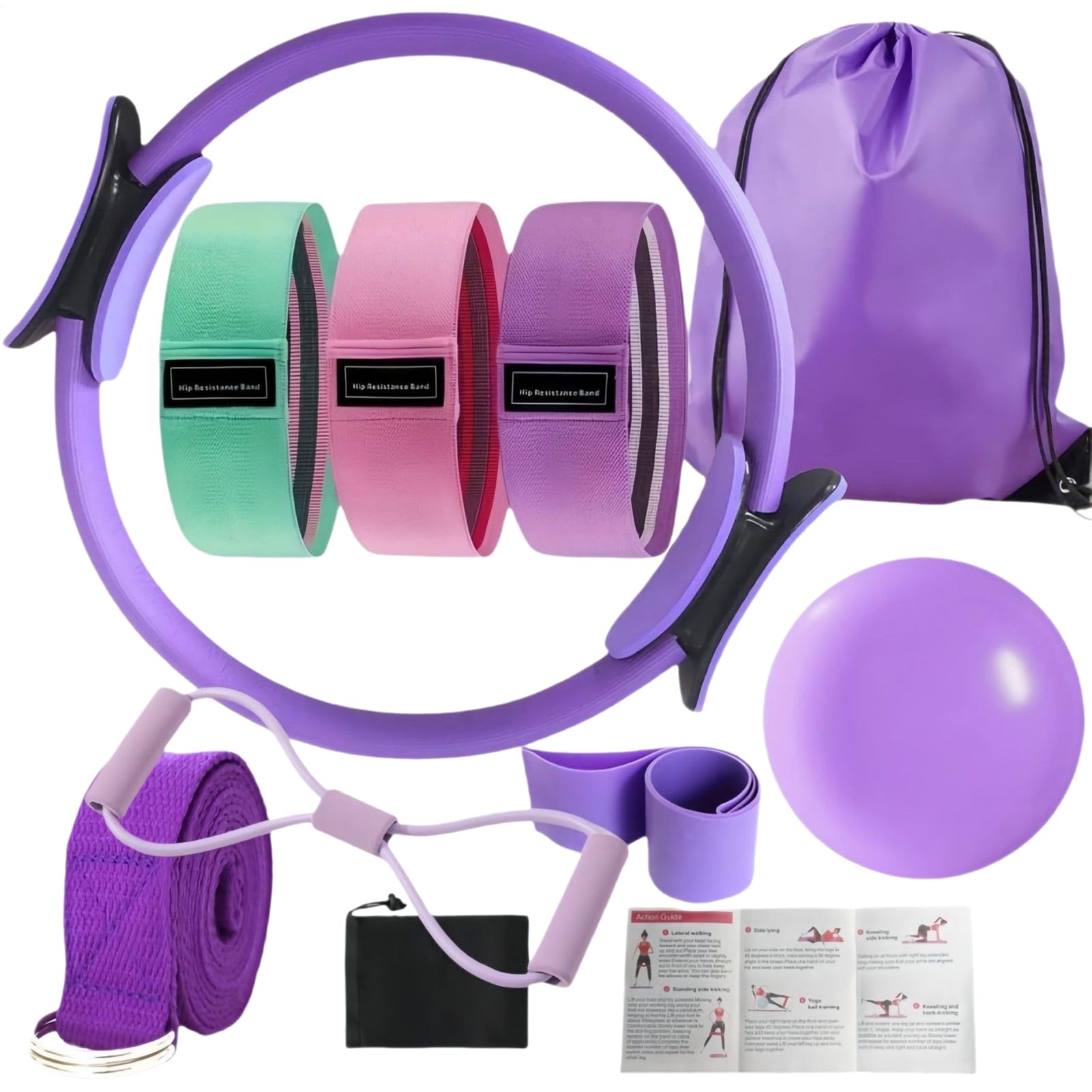 Kit De Pilates Para Entrenamiento En Casa - Accesorios de Pilates para Mujer,Accesorios Antideslizantes Para Desarrollo Muscular Ejercicio Corporal Completo Para Yoga Gimnasio Viajes Exteriores