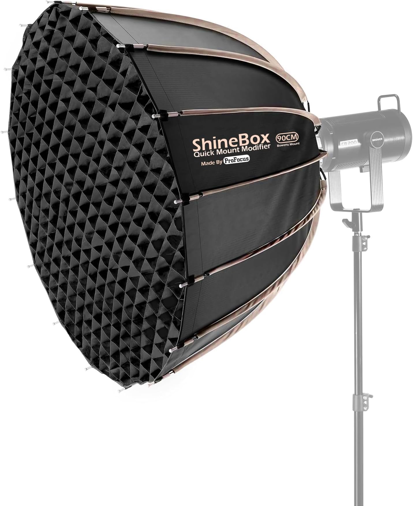 ProFocus ShineBox 90cm Parabolic Softbox Bowens Mount, Quick Release with Dual Diffusers/Grid/Bag for Video Continuous Lighting Compatible with Zhiyun Godox Amaran Aputure Nanlite