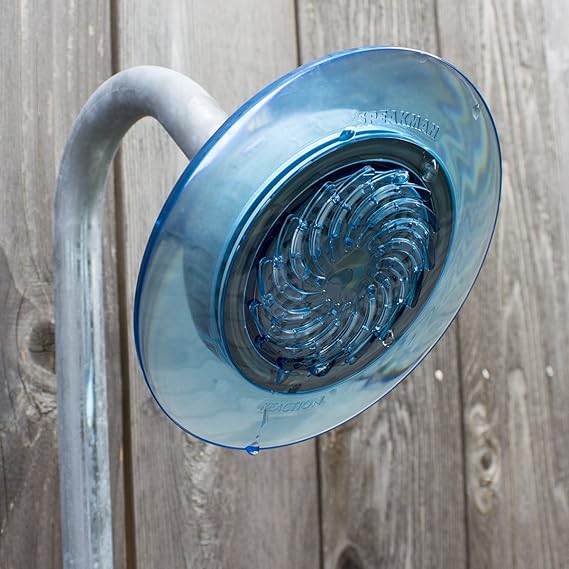 Speakman S-4000-E15 Reaction Fixed Low-Flow Shower Head for Stylish Bathroom Dcor, 1.5 GPM, Clear Dusk Blue