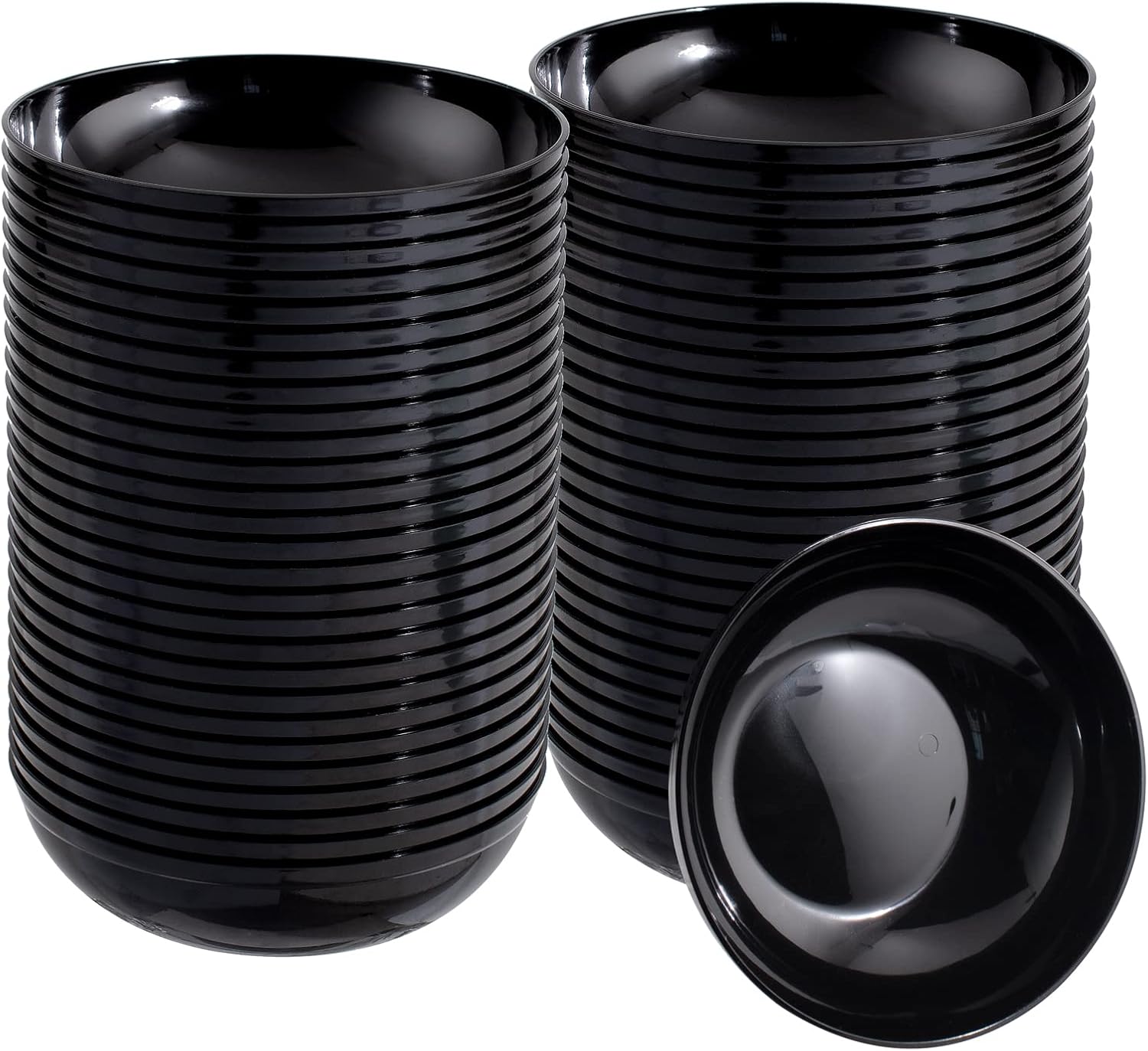 bUCLA 50Pack Black Plastic Bowls - 10oz Disposable Black Plastic Salsa/Serving Bowls - Ideal for Party & New Year