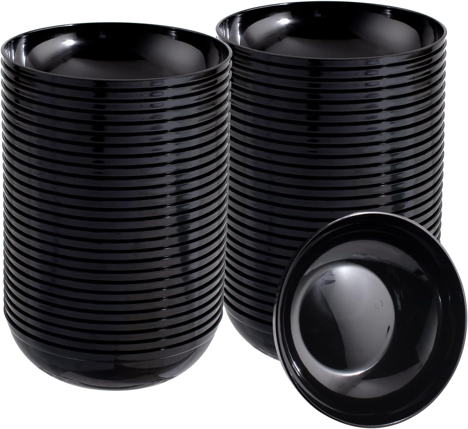 bUCLA 50Pack Black Plastic Bowls - 10oz Disposable Black Plastic Salsa/Serving Bowls - Ideal for Party & New Year
