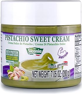 SICANIA Premium Pistachio Protein Sweet Cream, 7.05 oz (200g) - 100% Italian Made - Guilt-Free Indulgence - Gluten-Free, Non-GMO, Palm Oil Free & Sugar Free - Gourmet Spread for Desserts, Pastries & More