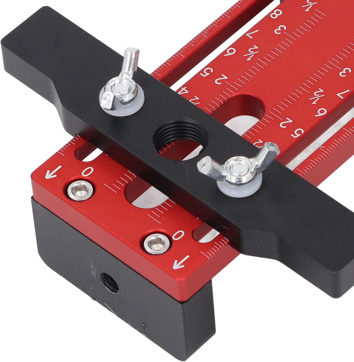 Cabinet Template Tool, Aluminum Alloy Adjustable Jig with 0 to 70 mm Support Arm, Accurate Dowelling Guide for Kitchen, Includes 8 mm Drill Bit Full Hardware Kit