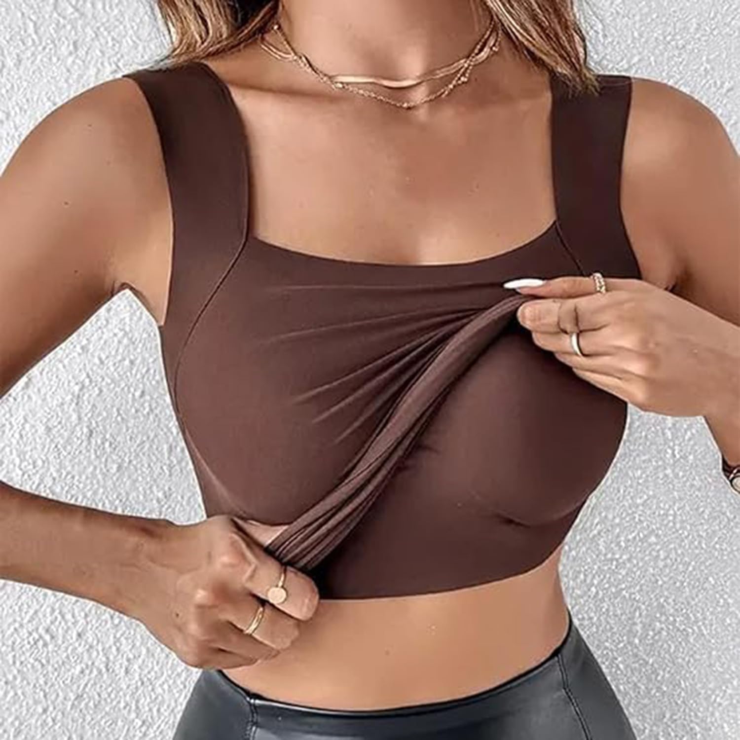 Shamfreshen U Neck Shapewear Built-in Bra Canotta,Donne High Support Tummy Control Shapewear Canotte