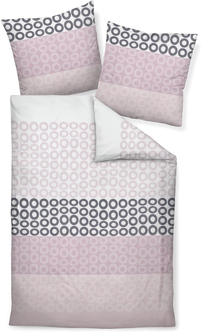 Janine duvet cover set satin pale mauve size 80x80 cm / 135x200 cm