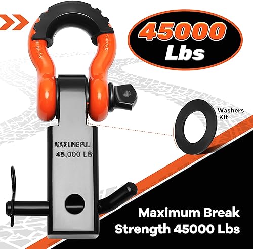 Miniatura 2 de Juego de receptor de enganche de grillete de 2 pulgadas, con grillete de anillo en D de 34 pulgadas y pasador de tornillo de 58 pulgadas,