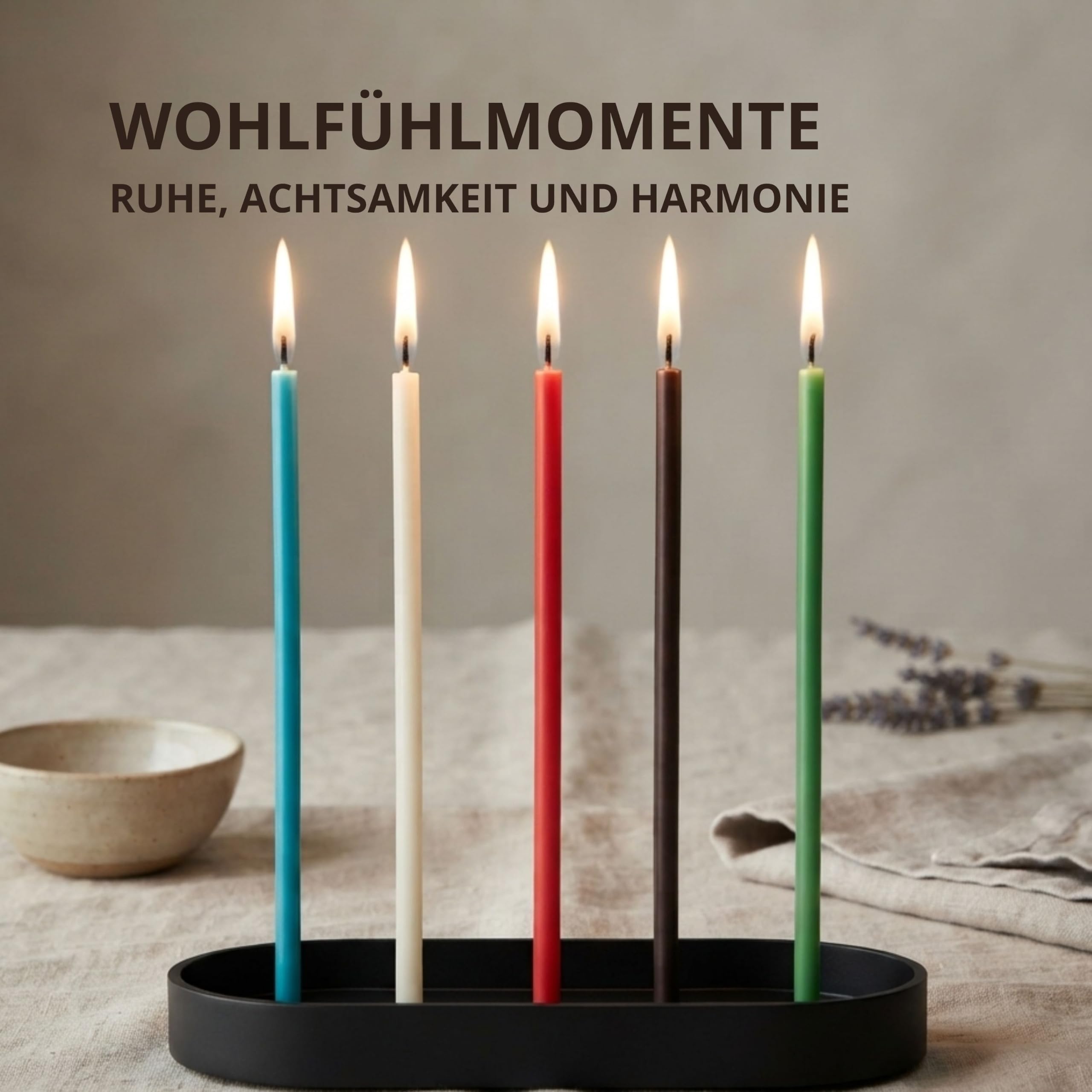 250 Dünne Bienenwachs Ritualkerzen Farbig – Multicolor Set für Meditation & Yoga – 16 cm x Ø 5 mm, Rauchfrei, 40 Min Brenndauer - CanBee