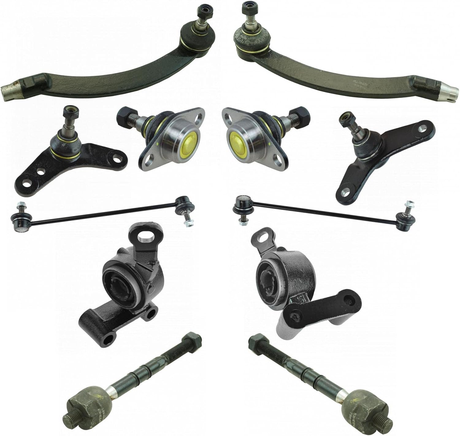 TRQ Front Steering & Suspension Kit Ball Joint Control Arm Mounting Bracket Sway Bar Stabilizer Link Tie Rod Compatible with 2003-2008 Mini Cooper