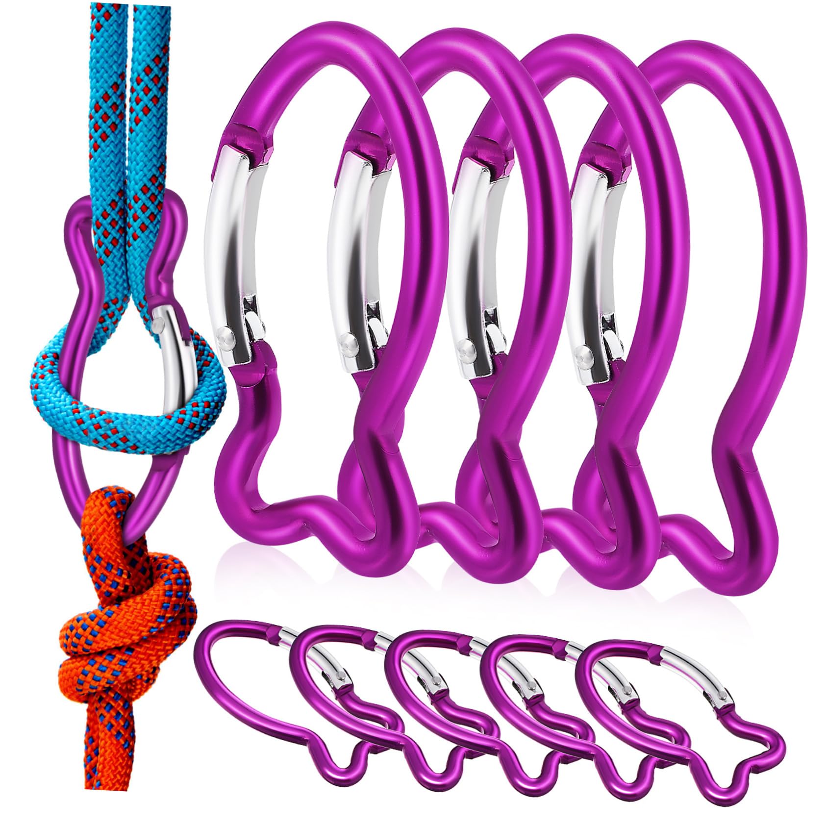 BESPORTBLE Carabiner Aluminium de Poisson, Lot de 10pcs, Mousquetons Clips Porte-clés pour Camping et Randonnée en Plein Air, Accessoire Polyvalent et Visible