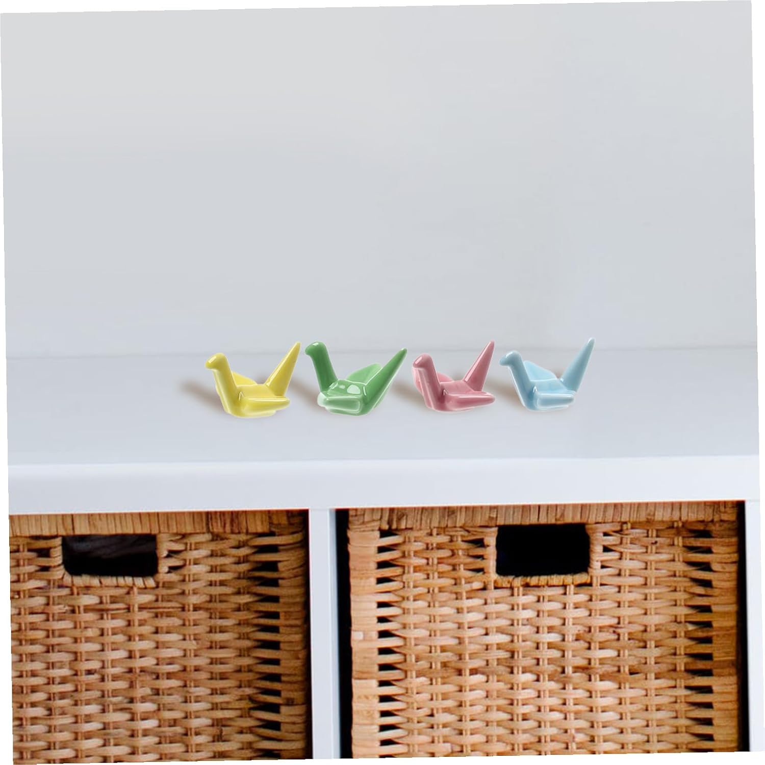 Wakauto 12pcs Ceramic Chopsticks Racks with Paper Porcelain Spoon Fork Rest Stands for Kitchen Tableware Utensil Holders Easy Clean Decorative Cutlery Supports