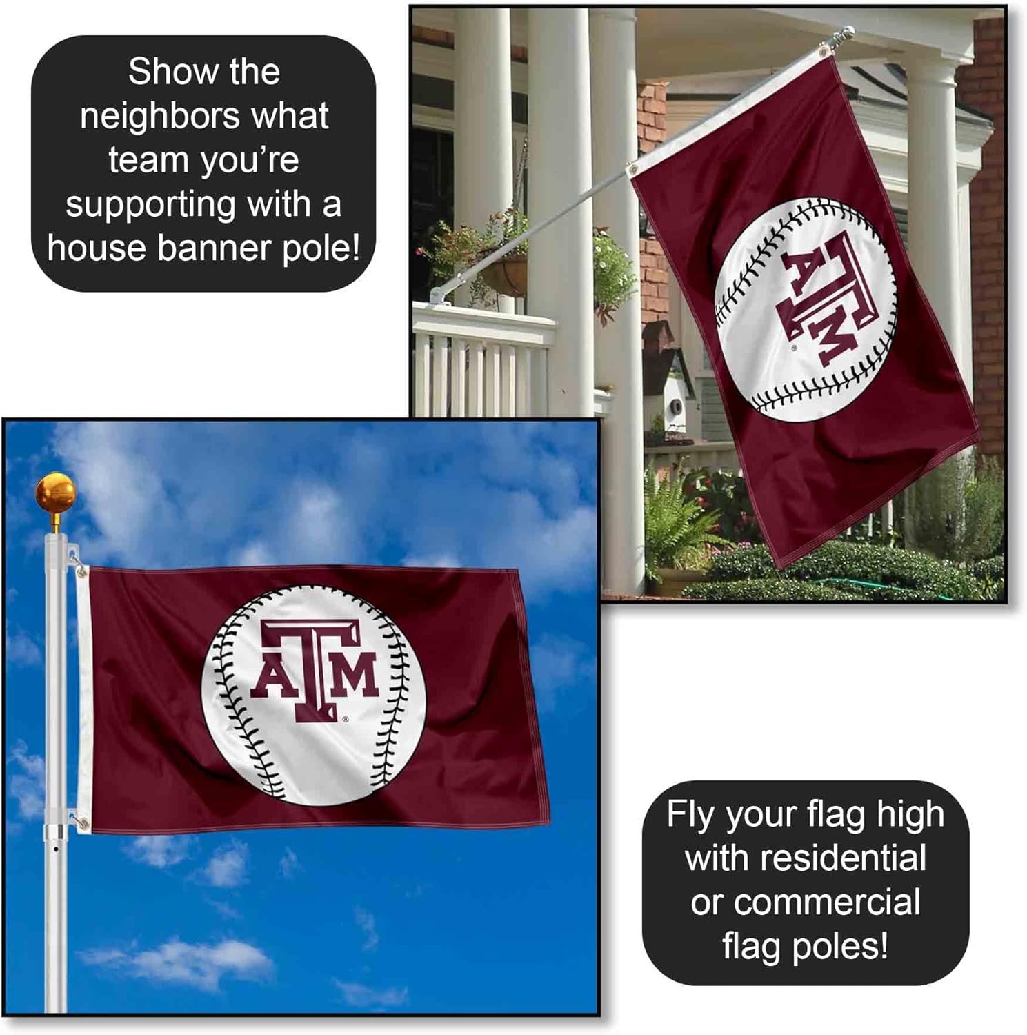 Texas A&M Aggies Baseball Logo Flag
