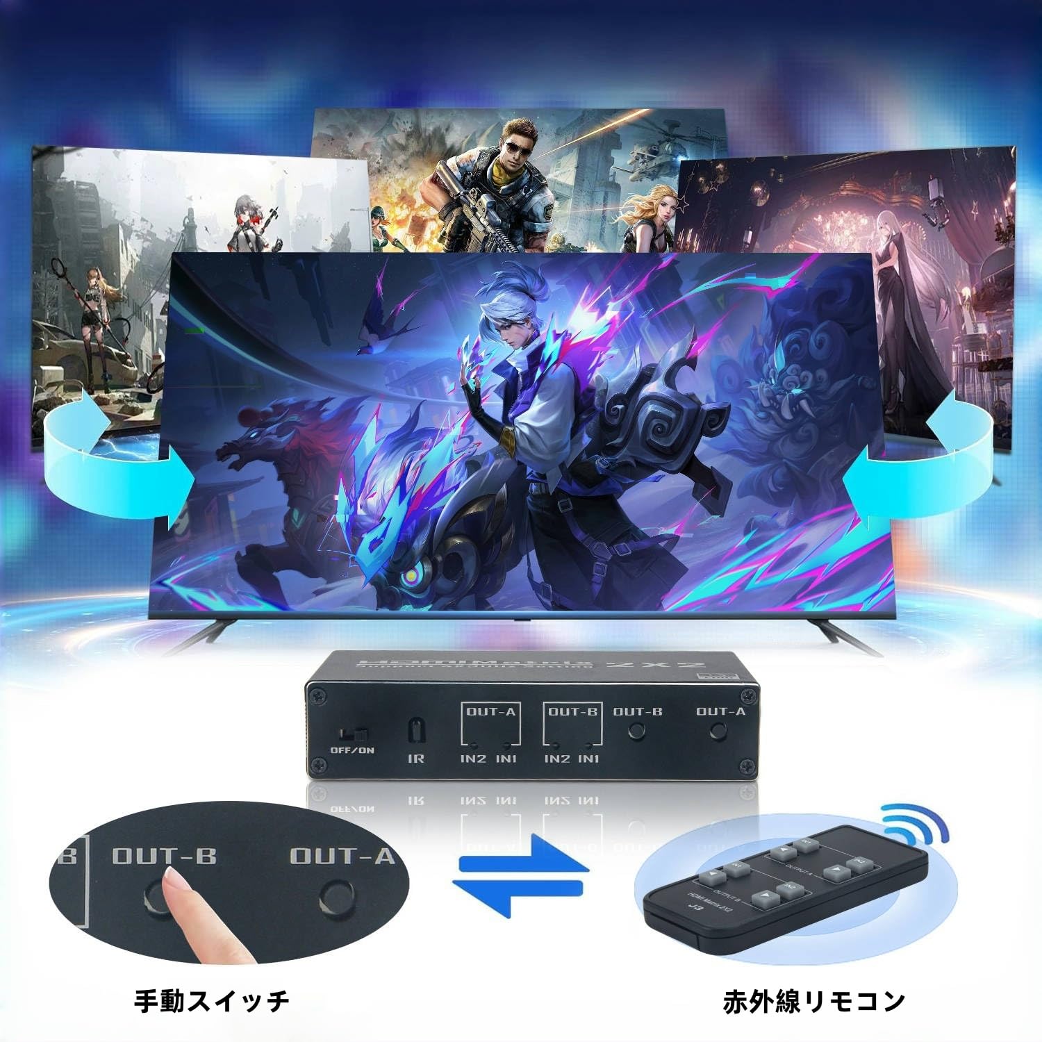 Amazon | HDMI 切替器 スプリッター 2入力2出力 HDMI 分配器
