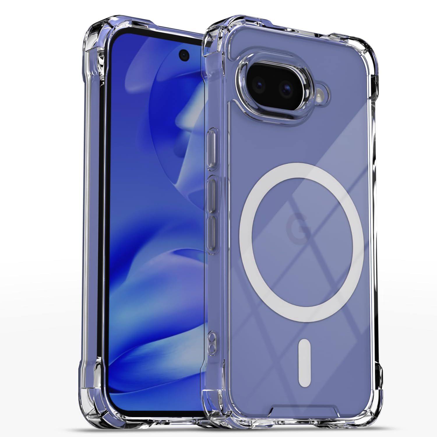 Outlouders Back Cover for Google Pixel 9A Mag-Safe Transparent PC + TPU Bumper Case with Magnetic Support Shockproof Protection (Transparent Mag-Safe)