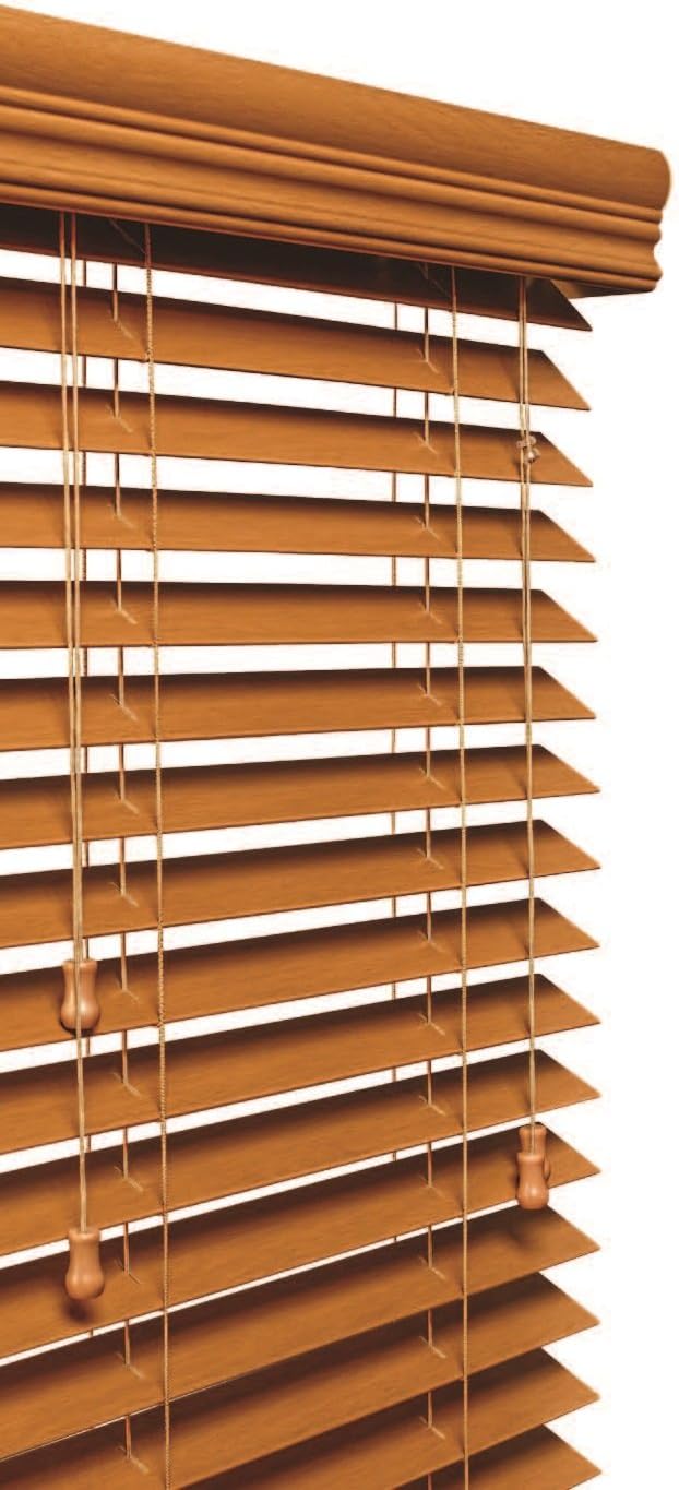 LOTUS & WINDOWARE 58 Inch Faux Wood Blinds, Treatments, Window coverings, 23 x 60, Golden Oak